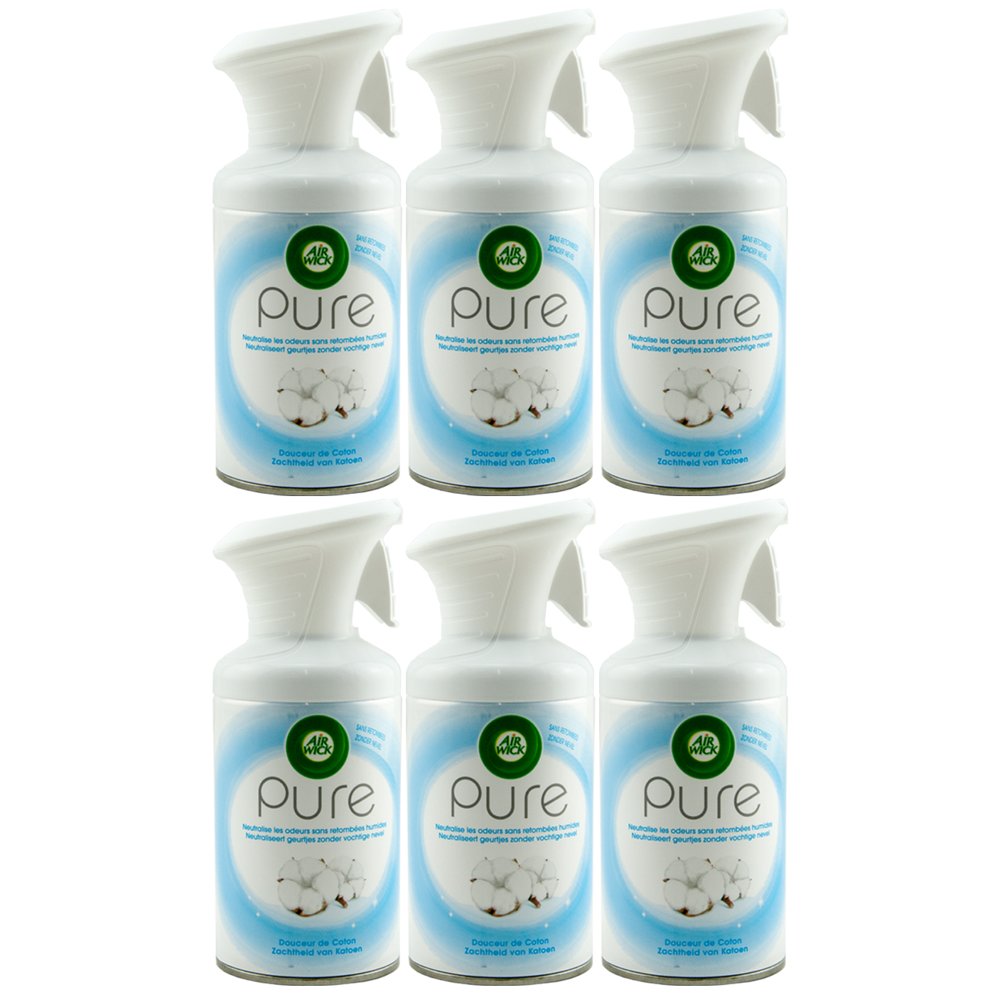 Air Wick pure Duftspray FRISCHE WÄSCHE - COTTON 6 x 250ml Raumspray