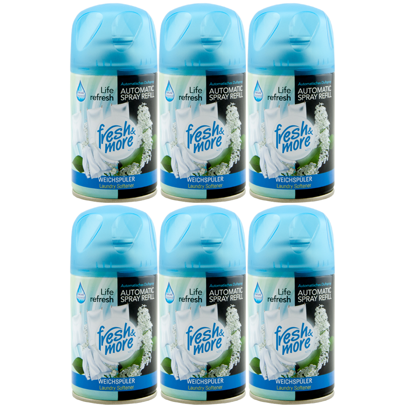 fresh&more Automatic Spray Nachfüller WEICHSPÜLER 6 x 250ml für Air Wick kompat
