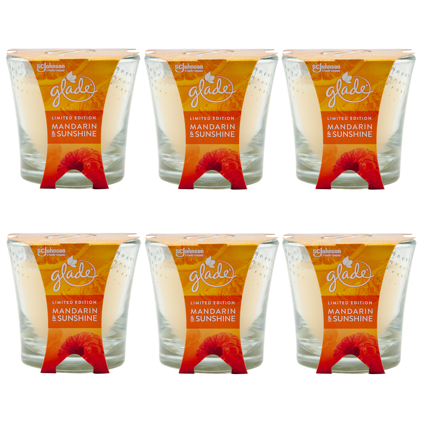 glade Duftkerze MANDARIN & SUNSHINE 6 x 129g duftet nach Mandarine & Beeren