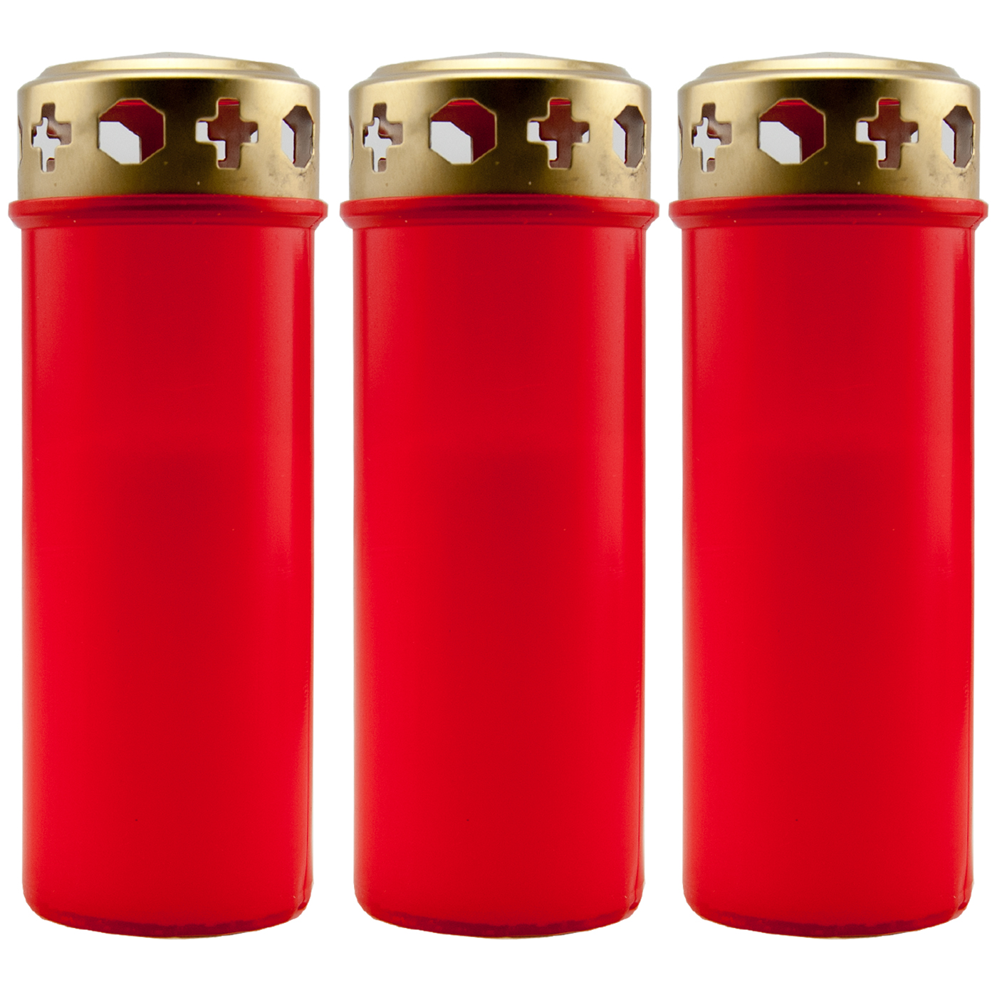 Grablicht Dauerbrenner ROT mit Gold Deckel Höhe 3 x 17 x 6cm Echt-Kerze Grabdeko