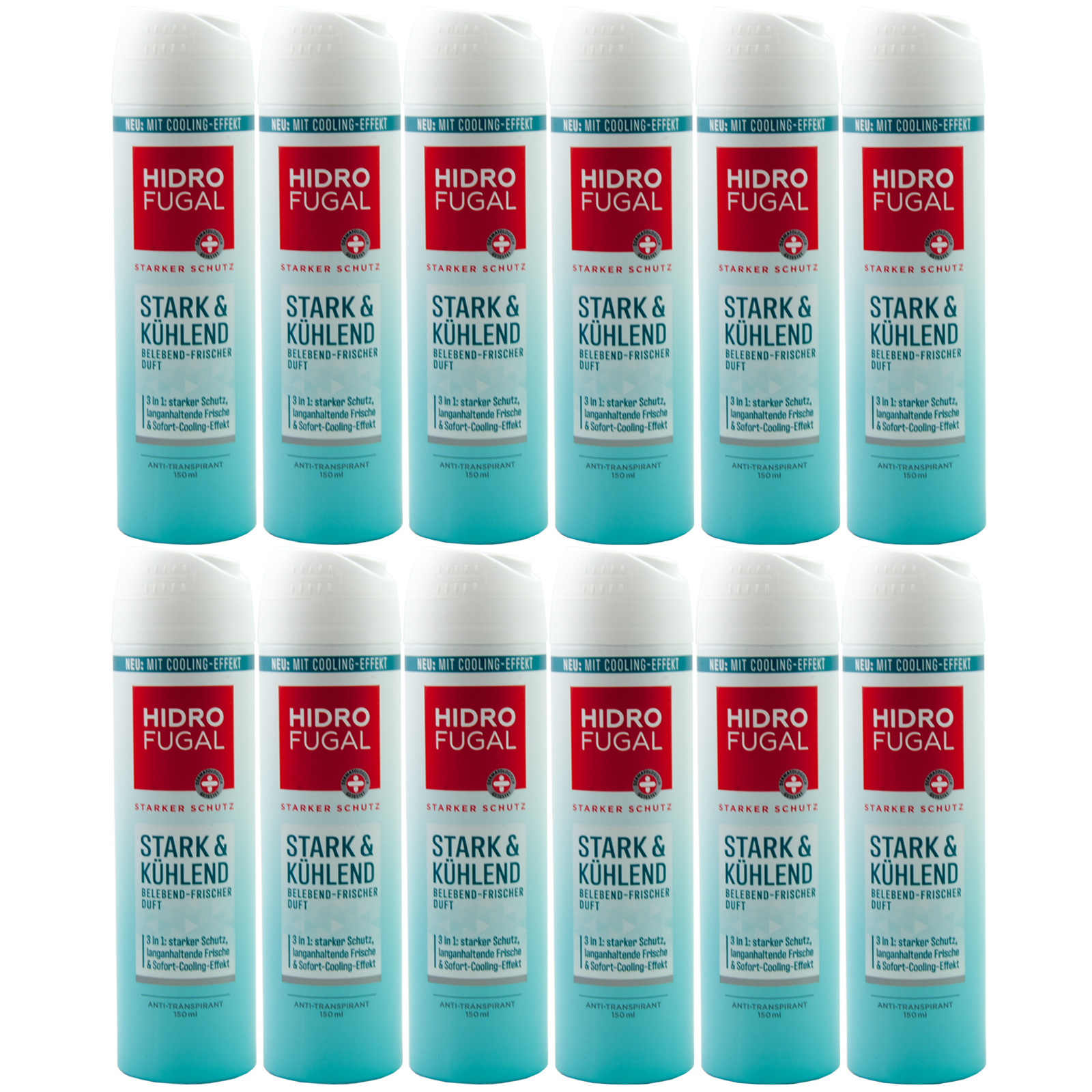 Hidrofugal Stark & Kühlend Deo Spray 12 x 150ml sofort Cooling 3in1 Schutz