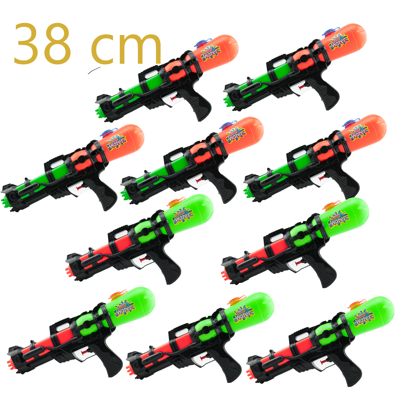 XXL Wasserpistole 38cm mit Tank 10 x 2-farbig Sommer Wasser Water Gun